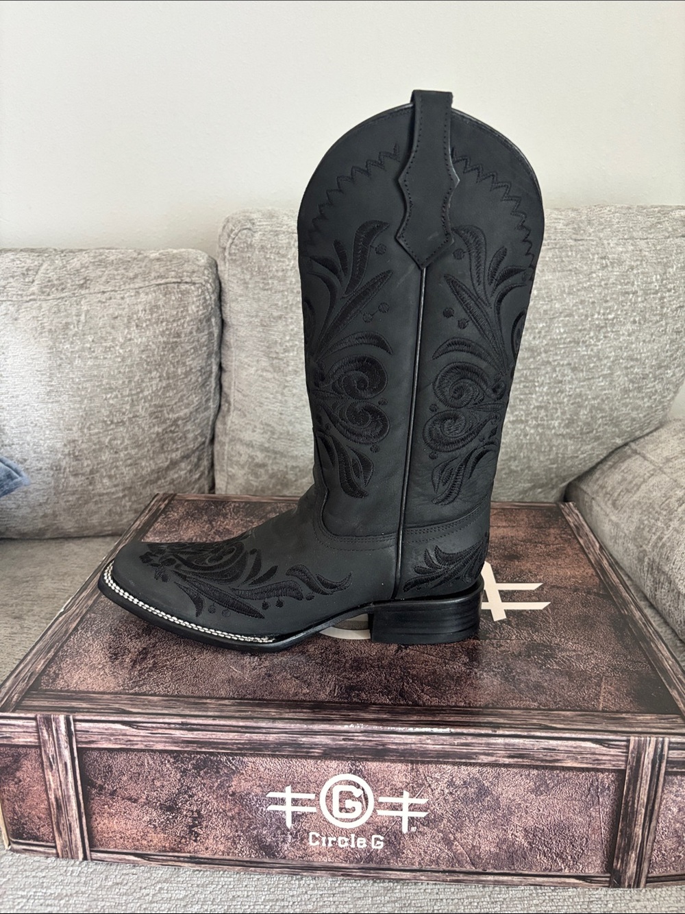 Circle G Black Women's Embroidered Western Boots